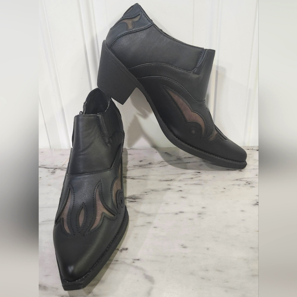 NWT Roper Sarah Tooled Inlay Pointed Toe Cowboy Ankle Boots Women's Size 8.5